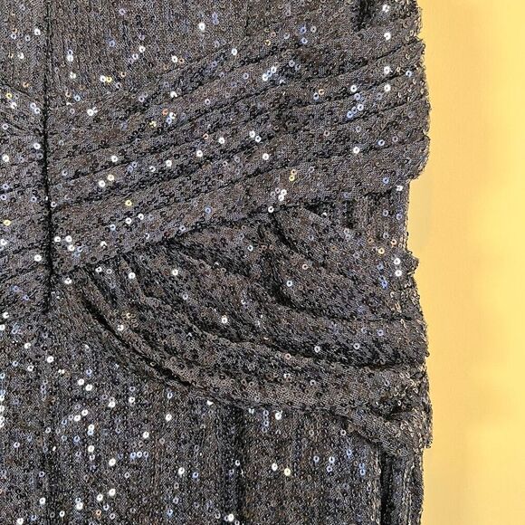 NWT Mac Duggal V-Neck Sequin Wrap Waist Gown Midnight Size 18 - Picture 10 of 15
